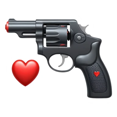 Black hand gun shooting a heart bullets out of the tip  sticker