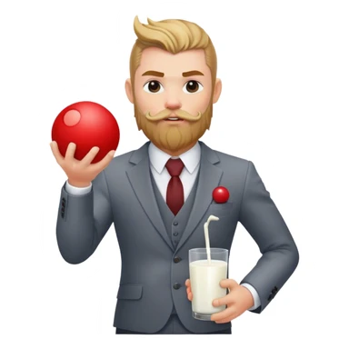 Viking  without weapon in a suit with milk, with red sphere in mouth, full height  sticker