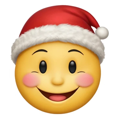 smiley face with closed eyes in a red Christmas hat sticker