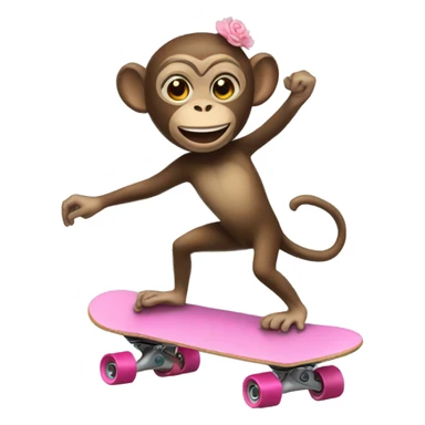 Monkey on a skateboard with a tutu and ballet slippers  sticker