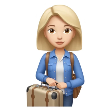 woman carrying a suitcase portrait, head and shoulders only, suitcase handle visible near shoulder, casual travel outfit, confident expression, travel vibe, 3D cartoon style, mobile game icon style, clean background, no text, no watermark sticker