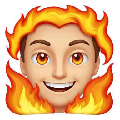 Obsessed smile with fire in eyes  sticker