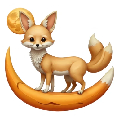 fennec on a moon sickle  sticker