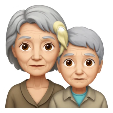 lo mismo que estas haciendo solo coloca alado de la abuela un hombre joven  sticker