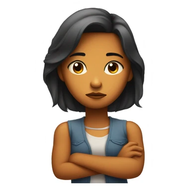 sad pouting girl with her arms crossed sticker