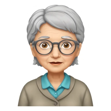 grandmother with glasses and gray hair, grizzle full body sticker