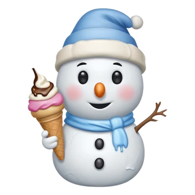 snowman wearing cap with ice cream  sticker
