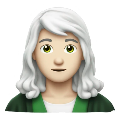 teenage white-skinned wizard with black hair, green eyes in dark green disguise sticker