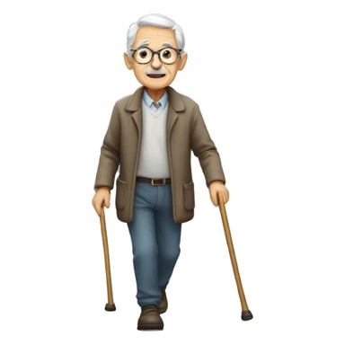Old person walking with cane sticker