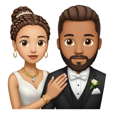 Lightskin guy with beard and cornrows and his brown skin wife married sticker
