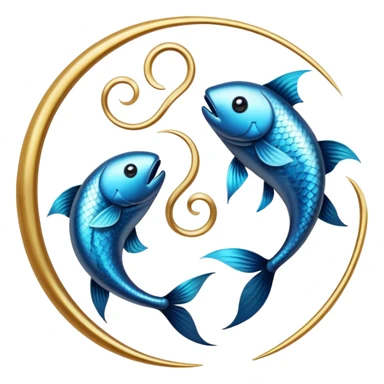 The zodiac symbol Pisces. Two fish in a “yin-yang” formation. One fish’s head is facing the other fish’s tail, and vice versa forming a hoop sticker