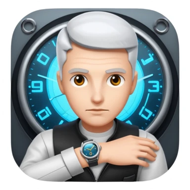 Time Traveler Looking At A Futuristic Watch sticker