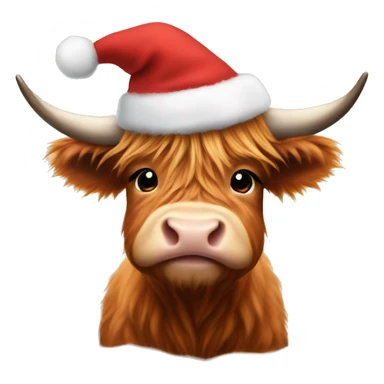 baby highland cow with christmas hat on  sticker