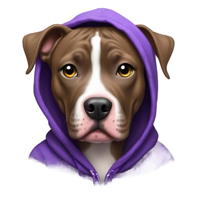 Brindle colored Pitbull in a purple hoodie  sticker