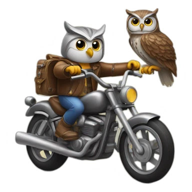 Owl driving a motorcycle sticker