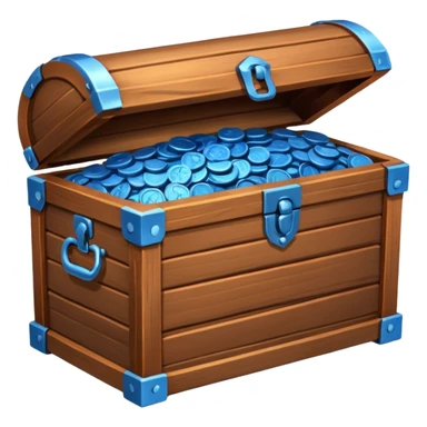 wood chest of blue coins sticker