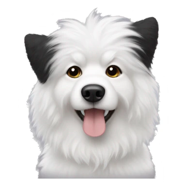 white fluffy dog with black ears sticker
