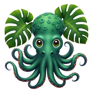 Octopus with monstera plants  sticker