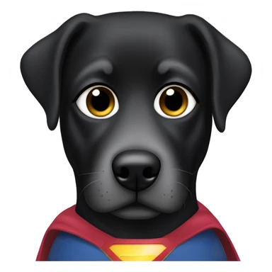 black lab wearing a superwoman mask sticker