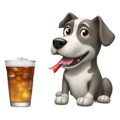 Dog with a shark drinking soda sticker