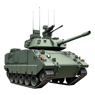 Stryker M1126 (2020) – Cinematic-realistic Stryker M1126 armored personnel carrier, its dark grey-green hull speeding down a war-torn street. The eight large wheels grip the cracked pavement as infantry hunker inside, the turret-mounted .50 cal machine gun scanning rooftops for threats under the eerie glow of distant fires. sticker