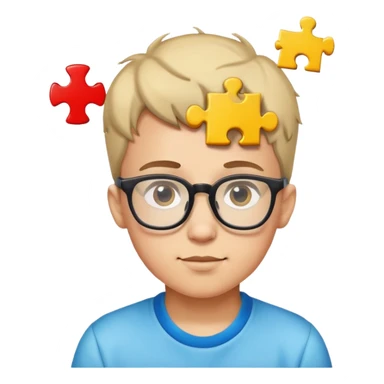 genius boy with glasses and a puzzle piece symbol above his head sticker