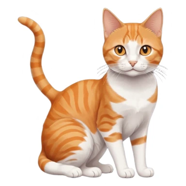 full body orange domestic shorthair slim cat with yellow/orange eyes and a white triangle pattern on his face playing sticker