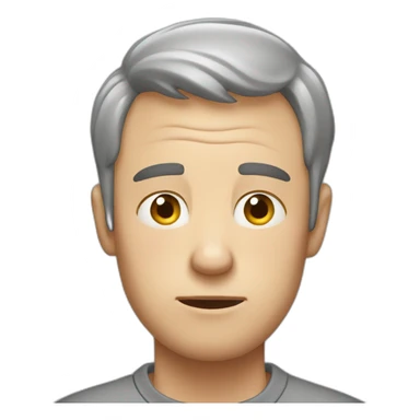 tired white man with very very very short hair in gray sweatshirt is very very very scared sticker