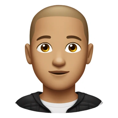 boy with very light brown skin, buzz cut, no facial hair, wearing a smart black quarter zip jumper with white t shirt underneath. sticker