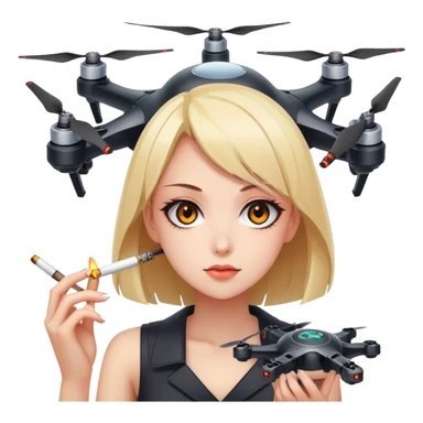 evil drone quadrocopter smoking a cigarette attractive anime girl sticker