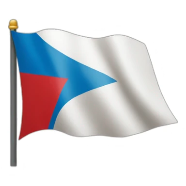 Yemen flag with blue triangle on the left and red star sticker