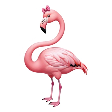Cute pink flamingo with a pink bow sitting down sticker