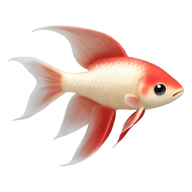 Short fins please!!!! Betta fish female with short red fins and a light beige body  sticker