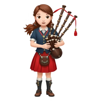 scotch girl playing bagpipe full body red skirt sticker