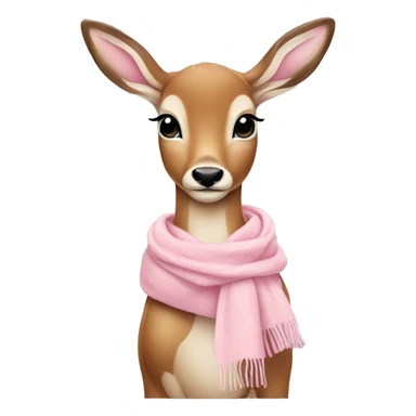 cute deer with baby pink scarf sticker