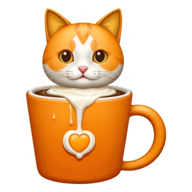 Gato naranja tomando café frio con un popote agarrándolo con sus patitas sticker