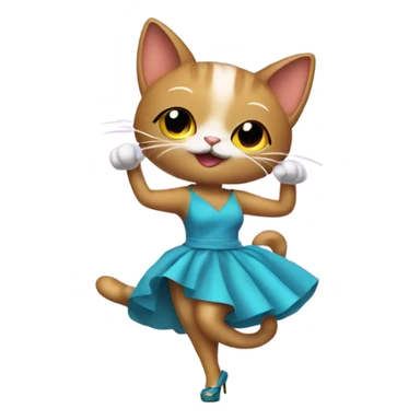 Cat with high heels dancing being silly with big hoop earrings and a dress sticker
