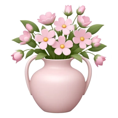 Vase with baby pink flowers in the vase sticker