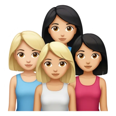 4 filles: 2brû et cheveux court l’autre long et cheveux noir et une cheveux blond  sticker
