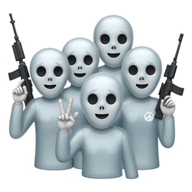 Fantasmas con un fusil moderno y haciendo haciendo en en forma de ✌️ con los dedos sticker