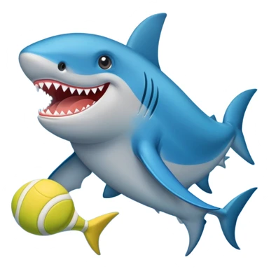 tiburón con 4 patas con tenis azules fuera del mar sticker