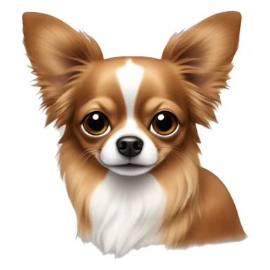 brownish red long hair chihuahua with a black snout and white patches sticker