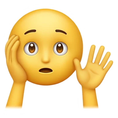 Yellow emoji that is anxious and looking at the ground with one hand on his forehead  sticker