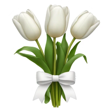 white tulip bouquet with a white bow holding the flowers together sticker