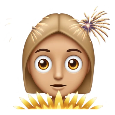 classic emoji style face with wide eyes and fireworks in the background sticker