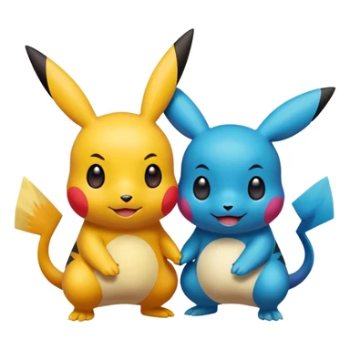 2 friendly pokemans helping each other  sticker