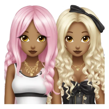 two hime gyaru girls, plus size, goth sticker