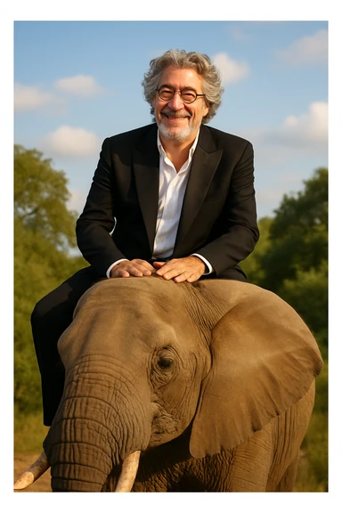Alain chabat sur un éléphant  sticker