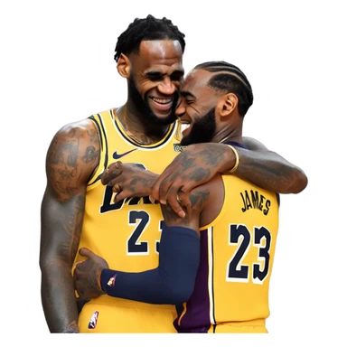 lebron james and ja morant hugging sticker