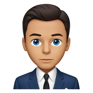 Frank Sinatra with blue eyes, dark brown hair, navy blue outfit sticker